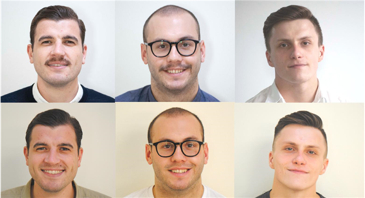 6 men growing moustaches